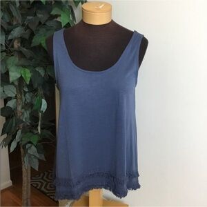 Wallflower tank top with fringe detail Woman’s M blue shark bite hem